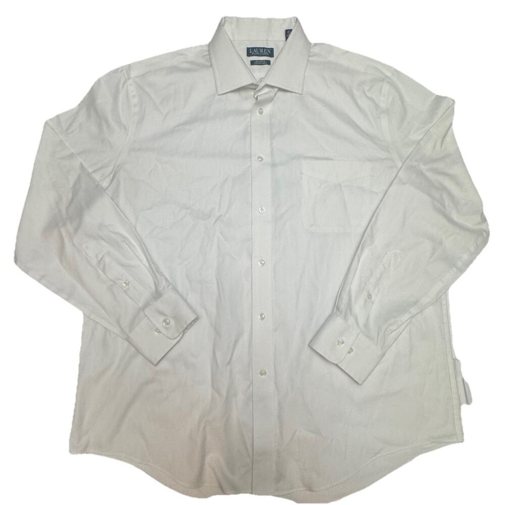 Lauren Ralph Lauren Ivory Dress Shirt XL 17.5 34/35 Regular Fit Stretch